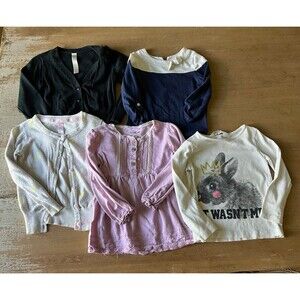 Girls 5 Long Sleeve Shirt & Cardigan Sweater Bundle Lot H&M sizes 18m - 3T